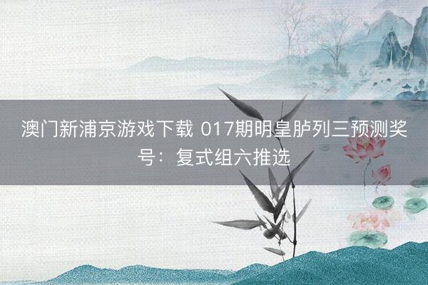 澳门新浦京游戏下载 017期明皇胪列三预测奖号：复式组六推选