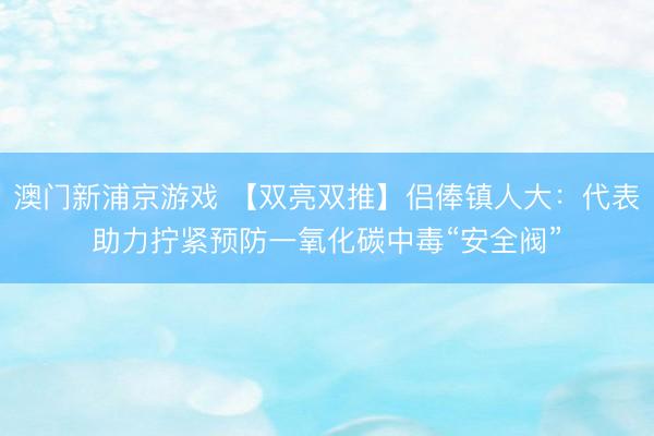 澳门新浦京游戏 【双亮双推】侣俸镇人大：代表助力拧紧预防一氧化碳中毒“安全阀”