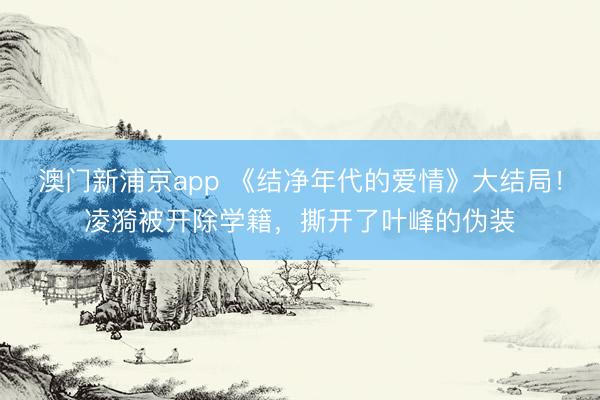 澳门新浦京app 《结净年代的爱情》大结局！凌漪被开除学籍，撕开了叶峰的伪装