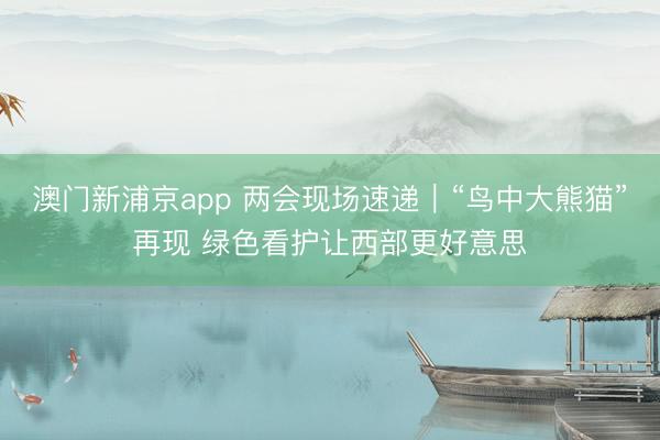 澳门新浦京app 两会现场速递｜“鸟中大熊猫”再现 绿色看护让西部更好意思