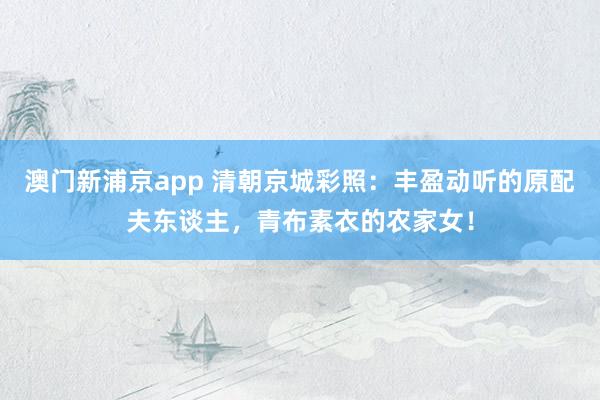 澳门新浦京app 清朝京城彩照：丰盈动听的原配夫东谈主，青布素衣的农家女！