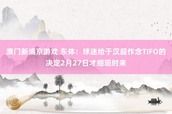 澳门新浦京游戏 东体：球迷给于汉超作念TIFO的决定2月27日才细现时来