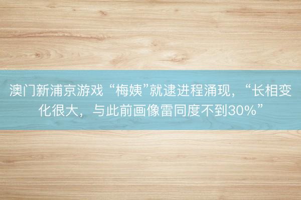 澳门新浦京游戏 “梅姨”就逮进程涌现，“长相变化很大，与此前画像雷同度不到30%”