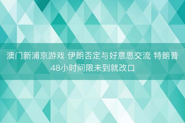 澳门新浦京游戏 伊朗否定与好意思交流 特朗普48小时间限未到就改口
