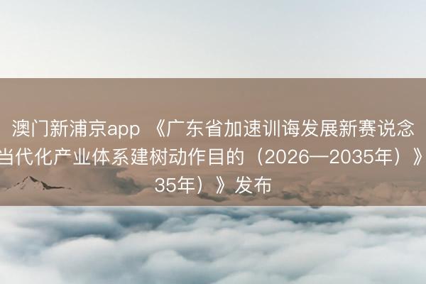 澳门新浦京app 《广东省加速训诲发展新赛说念引颈当代化产业体系建树动作目的(2026—2035年)》发布