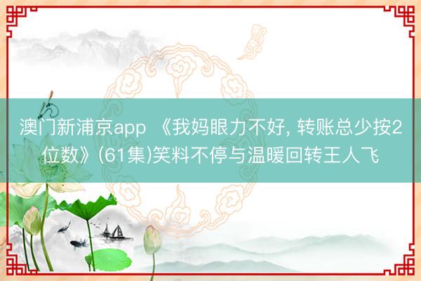 澳门新浦京app 《我妈眼力不好, 转账总少按2位数》(61集)笑料不停与温暖回转王人飞