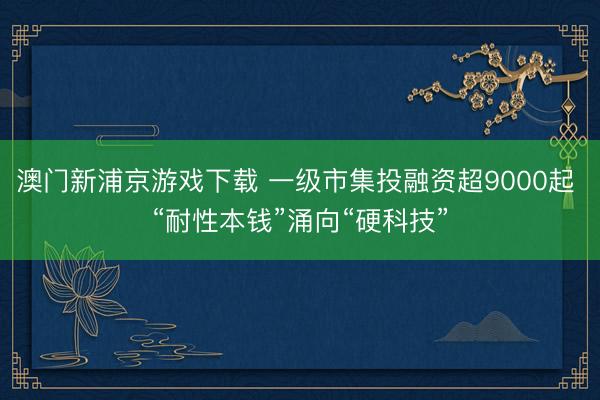 澳门新浦京游戏下载 一级市集投融资超9000起 “耐性本钱”涌向“硬科技”