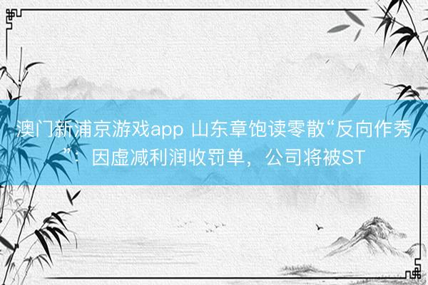 澳门新浦京游戏app 山东章饱读零散“反向作秀”：因虚减利润收罚单，公司将被ST