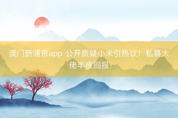 澳门新浦京app 公开质疑小米引热议！私募大佬半夜回报