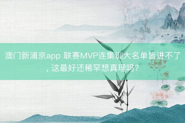 澳门新浦京app 联赛MVP连集训大名单皆进不了， 这最好还稀罕想真理吗?