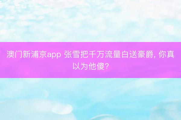 澳门新浦京app 张雪把千万流量白送豪爵, 你真以为他傻?