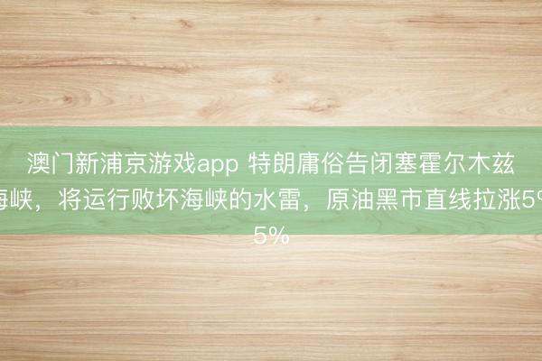 澳门新浦京游戏app 特朗庸俗告闭塞霍尔木兹海峡，将运行败坏海峡的水雷，原油黑市直线拉涨5%