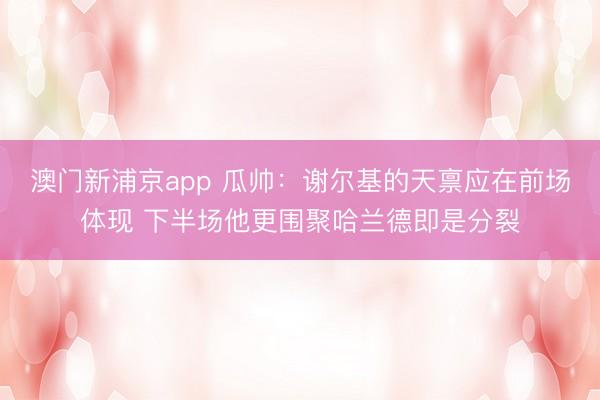 澳门新浦京app 瓜帅:谢尔基的天禀应在前场体现 下半场他更围聚哈兰德即是分裂