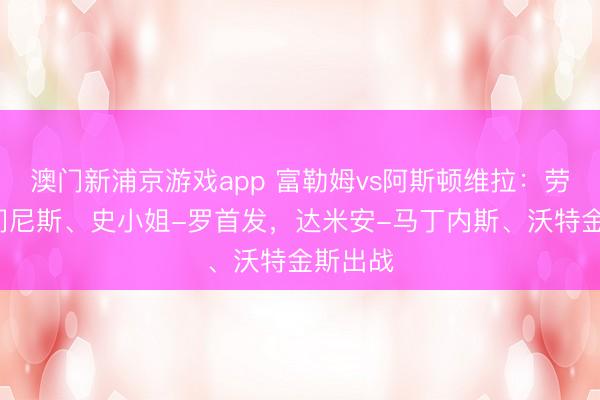澳门新浦京游戏app 富勒姆vs阿斯顿维拉：劳尔-希门尼斯、史小姐-罗首发，达米安-马丁内斯、沃特金斯出战