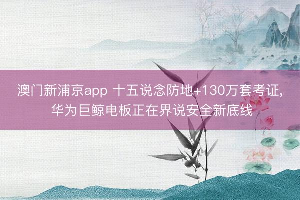 澳门新浦京app 十五说念防地+130万套考证， 华为巨鲸电板正在界说安全新底线