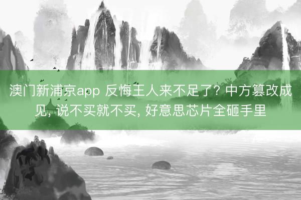 澳门新浦京app 反悔王人来不足了? 中方篡改成见， 说不买就不买， 好意思芯片全砸手里