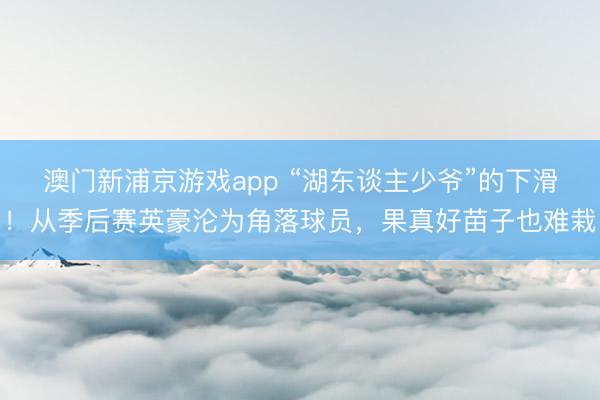 澳门新浦京游戏app “湖东谈主少爷”的下滑！从季后赛英豪沦为角落球员，果真好苗子也难栽