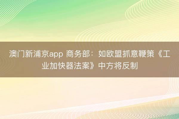 澳门新浦京app 商务部：如欧盟抓意鞭策《工业加快器法案》中方将反制