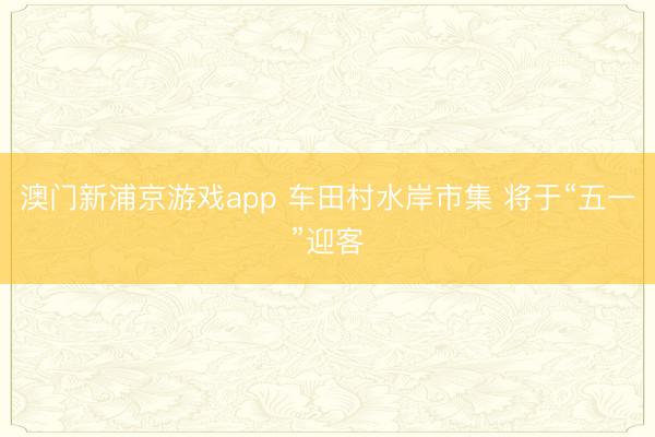 澳门新浦京游戏app 车田村水岸市集 将于“五一”迎客