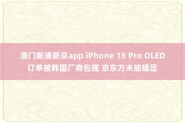 澳门新浦新京app iPhone 18 Pro OLED订单被韩国厂商包揽 京东方未能插足