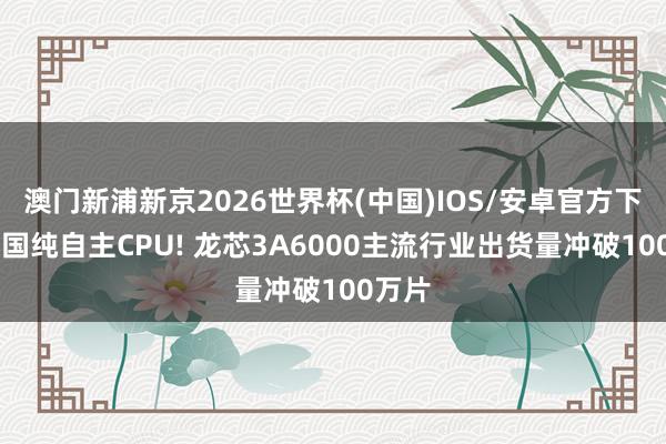 澳门新浦新京2026世界杯(中国)IOS/安卓官方下载 我国纯自主CPU! 龙芯3A6000主流行业出货量冲破100万片