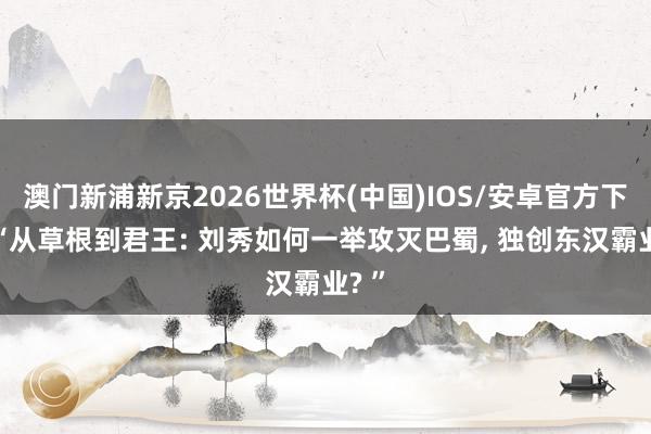 澳门新浦新京2026世界杯(中国)IOS/安卓官方下载 “从草根到君王: 刘秀如何一举攻灭巴蜀， 独创东汉霸业? ”