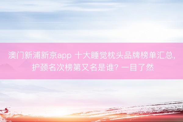 澳门新浦新京app 十大睡觉枕头品牌榜单汇总， 护颈名次榜第又名是谁? 一目了然