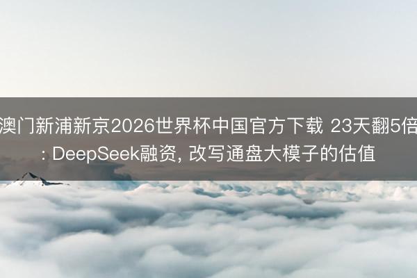 澳门新浦新京2026世界杯中国官方下载 23天翻5倍: DeepSeek融资， 改写通盘大模子的估值