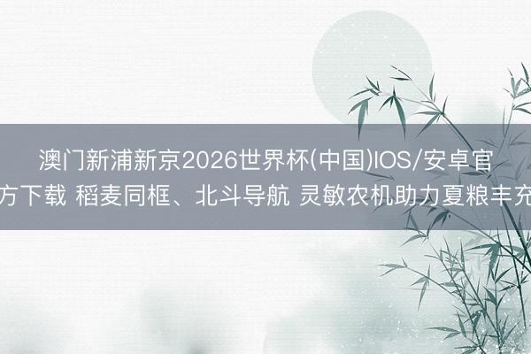 澳门新浦新京2026世界杯(中国)IOS/安卓官方下载 稻麦同框、北斗导航 灵敏农机助力夏粮丰充