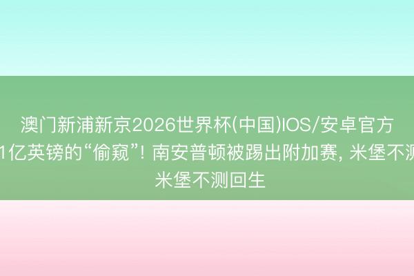 澳门新浦新京2026世界杯(中国)IOS/安卓官方下载 1亿英镑的“偷窥”! 南安普顿被踢出附加赛， 米堡不测回生