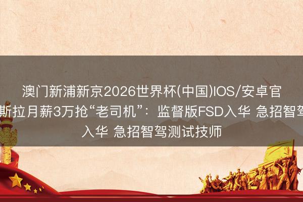 澳门新浦新京2026世界杯(中国)IOS/安卓官方下载 特斯拉月薪3万抢“老司机”：监督版FSD入华 急招智驾测试技师