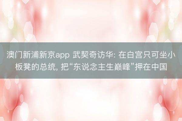澳门新浦新京app 武契奇访华: 在白宫只可坐小板凳的总统， 把“东说念主生巅峰”押在中国