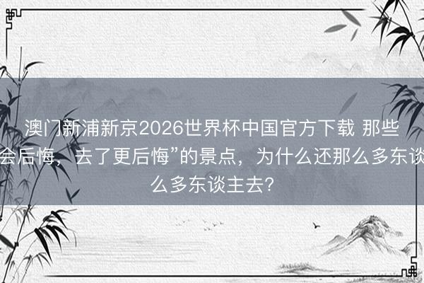 澳门新浦新京2026世界杯中国官方下载 那些“不去会后悔,去了更后悔”的景点,为什么还那么多东谈主去?