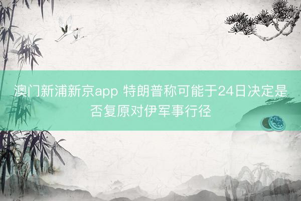 澳门新浦新京app 特朗普称可能于24日决定是否复原对伊军事行径