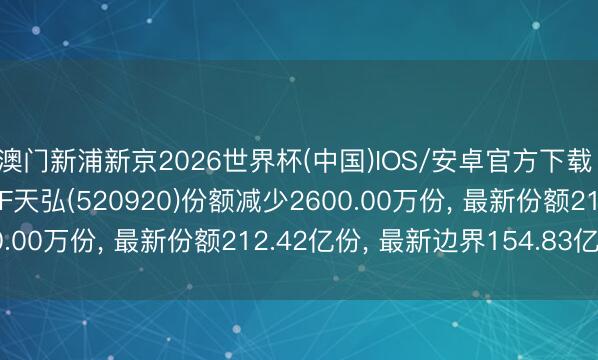 澳门新浦新京2026世界杯(中国)IOS/安卓官方下载 5月22日恒生科技ETF天弘(520920)份额减少2600.00万份， 最新份额212.42亿份， 最新边界154.83亿元