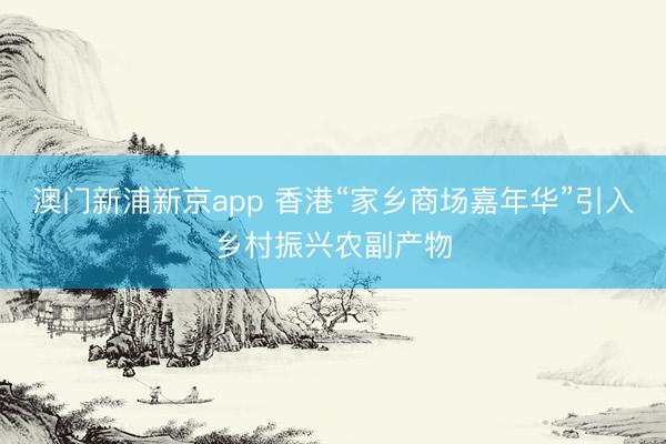 澳门新浦新京app 香港“家乡商场嘉年华”引入乡村振兴农副产物