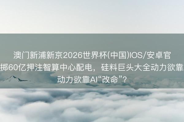 澳门新浦新京2026世界杯(中国)IOS/安卓官方下载 豪掷60亿押注智算中心配电，硅料巨头大全动力欲靠AI“改命”？