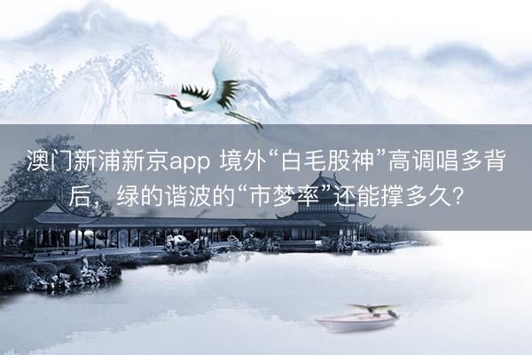 澳门新浦新京app 境外“白毛股神”高调唱多背后，绿的谐波的“市梦率”还能撑多久？