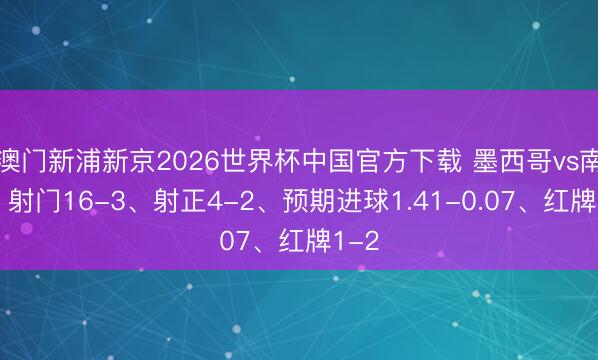 澳门新浦新京2026世界杯中国官方下载 墨西哥vs南非：射门16-3、射正4-2、预期进球1.41-0.07、红牌1-2