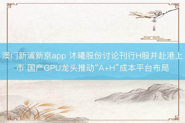 澳门新浦新京app 沐曦股份讨论刊行H股并赴港上市 国产GPU龙头推动“A+H”成本平台布局