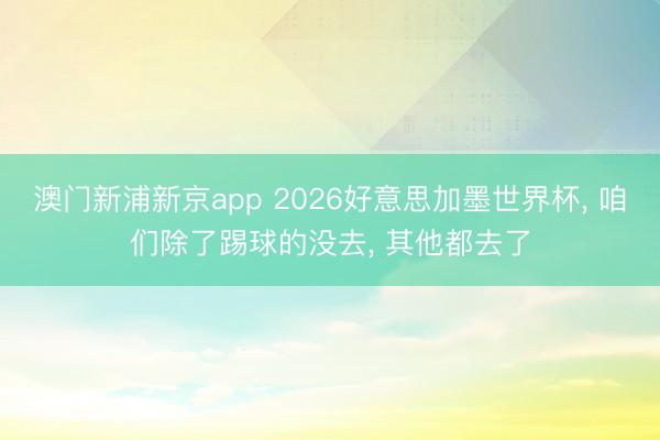 澳门新浦新京app 2026好意思加墨世界杯， 咱们除了踢球的没去， 其他都去了