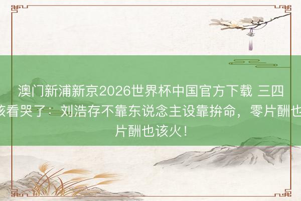 澳门新浦新京2026世界杯中国官方下载 三四线女孩看哭了：刘浩存不靠东说念主设靠拚命，零片酬也该火！