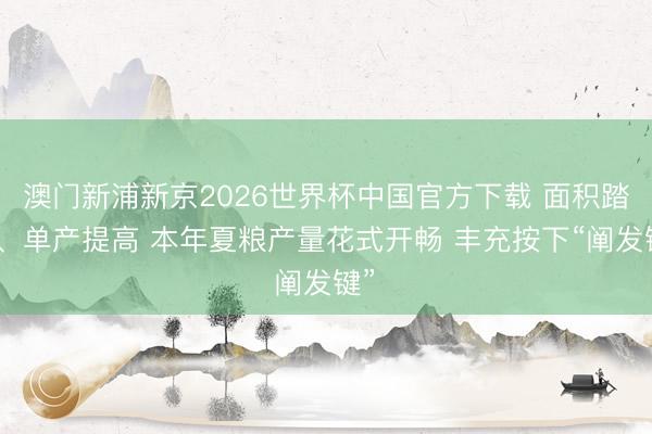 澳门新浦新京2026世界杯中国官方下载 面积踏实、单产提高 本年夏粮产量花式开畅 丰充按下“阐发键”‌